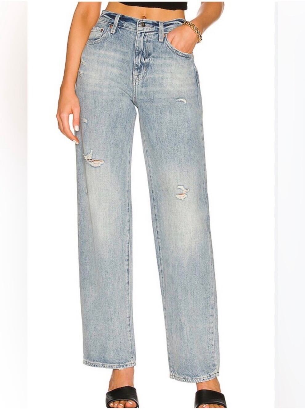 Pistola Jeans Womens 27 Blue Bobbie High Rise Wide Leg Distressed Virginia Beach